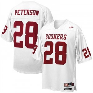 Adrian Peterson Oklahoma Sooners #28 Youth - White Football Jersey