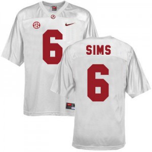 Blake Sims University of Alabama Crimson Tide #6 - White Football Jersey