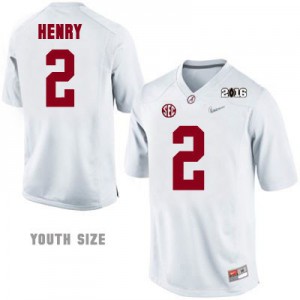 Derrick Henry #2 Alabama Diamond Quest 2016 Playoff Game - White - Youth Football Jersey