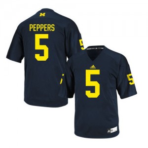 Jabrill Peppers #5 UMich Wolverines - Navy Football Jersey