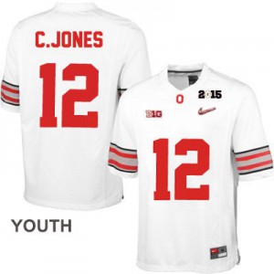 Cardale Jones OSU #12 Diamond Quest 2015 Patch College - White - Youth Football Jersey