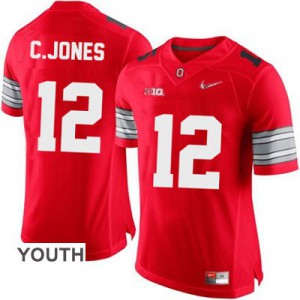 Cardale Jones OSU #12 Diamond Quest Playoff - Scarlet Red - Youth Football Jersey