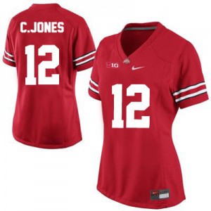 Cardale Jones Ohio State Buckeyes #12 Women's - Red Football Jersey