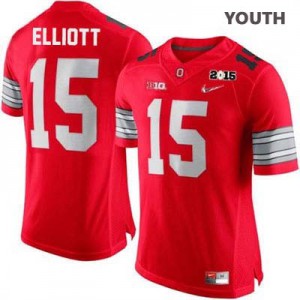 Ezekiel Elliott OSU #15 Diamond Quest 2015 Patch College - Scarlet - Youth Football Jersey