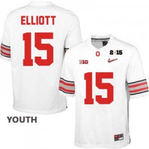 Ezekiel Elliott OSU #15 Diamond Quest 2015 Patch College - White - Youth Football Jersey
