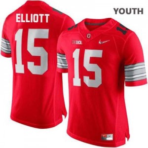 Ezekiel Elliott OSU #15 Diamond Quest Playoff - Scarlet Red - Youth Football Jersey