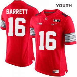 J.T. Barrett OSU #16 Diamond Quest 2015 Patch College - Scarlet - Youth Football Jersey