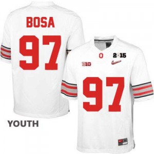 Joey Bosa OSU #97 Diamond Quest 2015 Patch College - White - Youth Football Jersey
