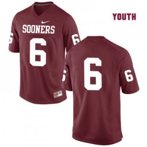 Oklahoma Sooners #6 Baker Mayfield Red (No Name) - Youth Football Jersey