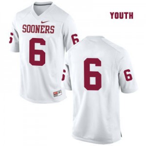 Oklahoma Sooners #6 Baker Mayfield White (No Name) - Youth Football Jersey