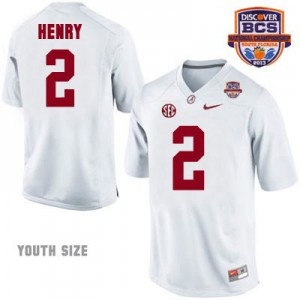 Youth Derrick Henry Alabama Crimson Tide #2 NCAA White Patch - 2013 BCS Champion Football Jersey